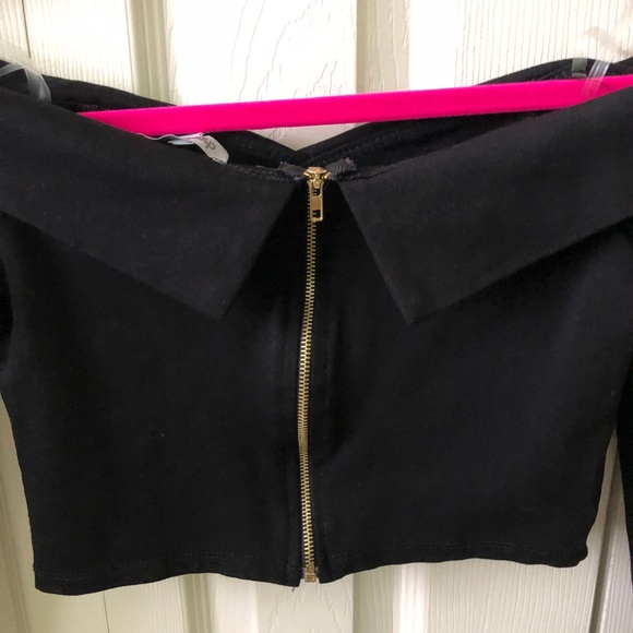 Black Cropped Long Sleeve Top - Picture 6 of 7